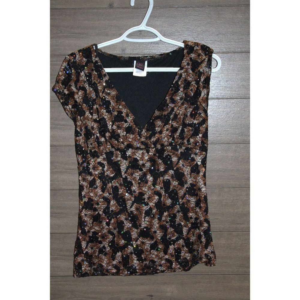 Wrapper Multicolor Surplice Neckline Blouse w/ Sequins size Large